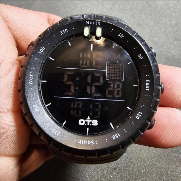 O.T.S Men T7005G Black Rubber Strap Multifunction Digital Sports Watch Working - Picture 1 of 9